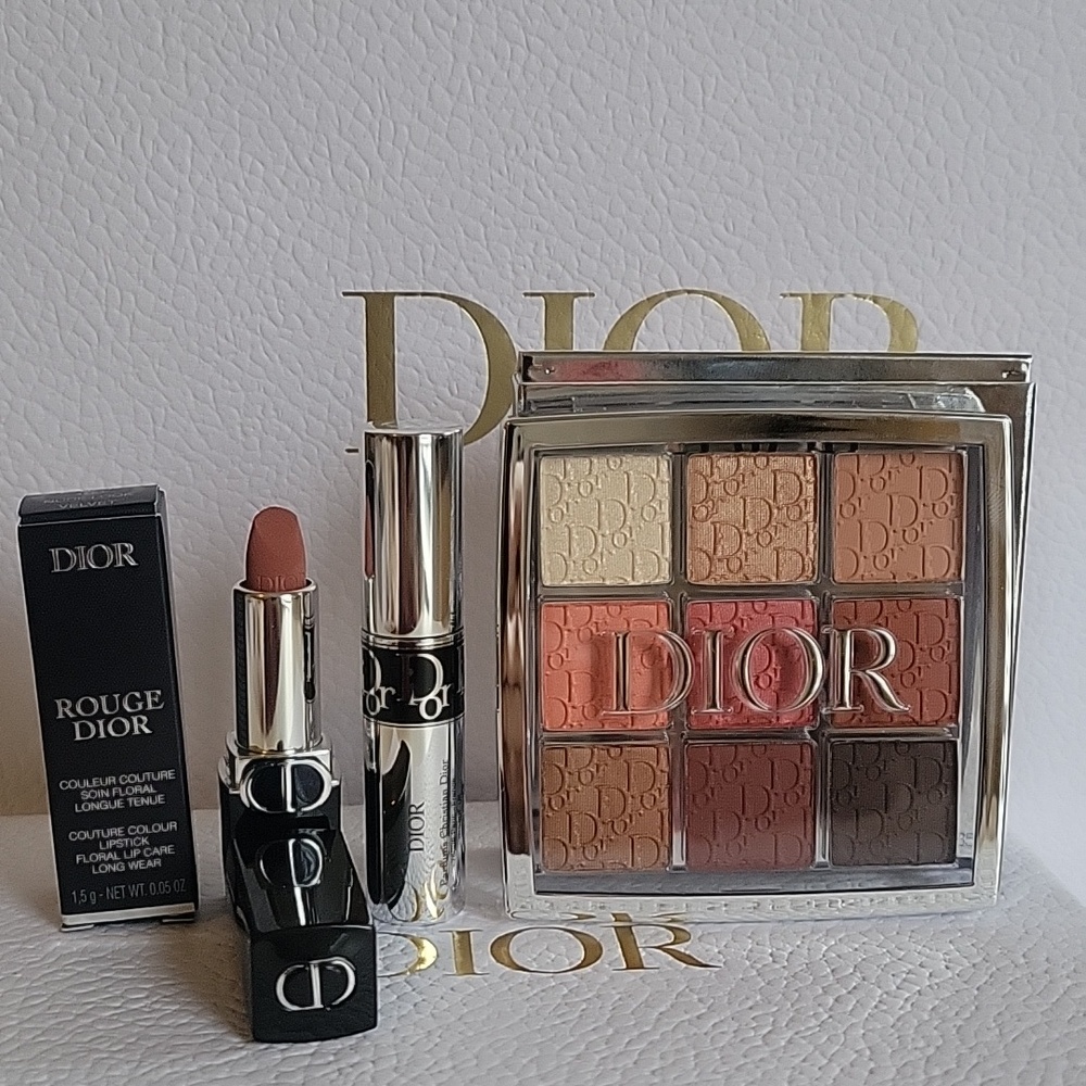 Dior Backstage Eye Palette & Nude Rose Lipstick - Warm Brown, Coral, Gold - Picture 2 of 11
